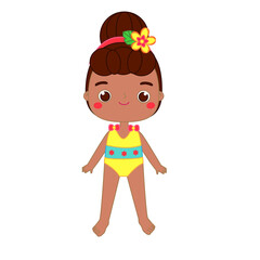 African american Girl kid in swimsuit. beach summertime vacation child