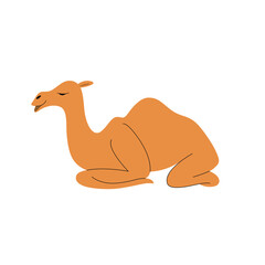 Cartoon camel lying down - cute character for children. Vector illustration in cartoon style.
