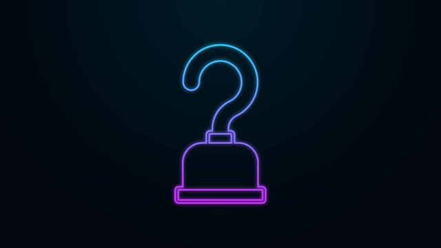 Glowing neon line Pirate hook icon isolated on black background. 4K Video motion graphic animation