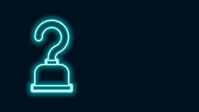 Glowing neon line Pirate hook icon isolated on black background. 4K Video motion graphic animation