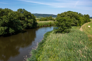The landscape of the Werra Valley between Hesse and Thuringia at Herleshausen