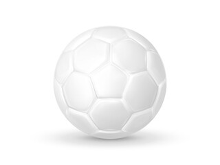 Glossy white soccer ball. Sports equipment isolated on white background