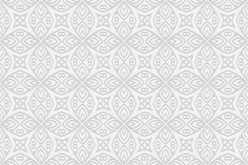 Poster 3d volumetric convex embossed geometric white background. Creative pattern with ethnic ornament in handmade style for Islam, Arabic, Indian, Turkish, Pakistani, Chinese, ottoman motives. ©  swetazwet