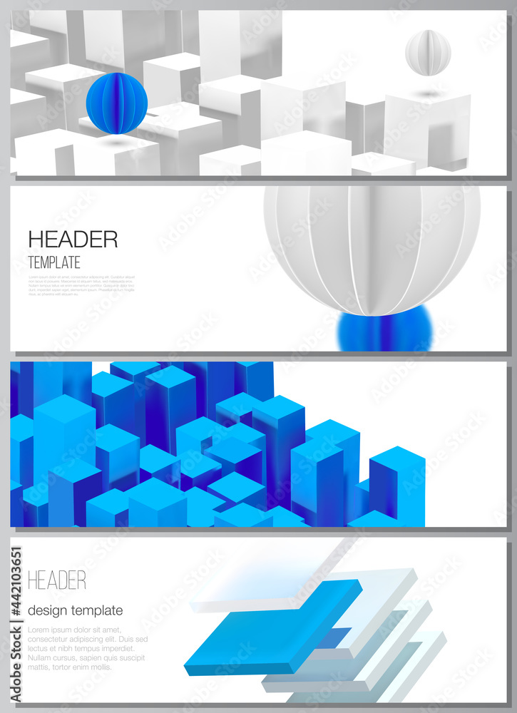 Poster vector layout of headers, banner templates for website footer design, horizontal flyer design, websi