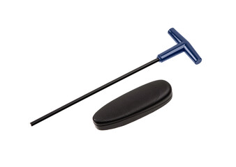 Accessories for modern hunting rifle isolated on white back