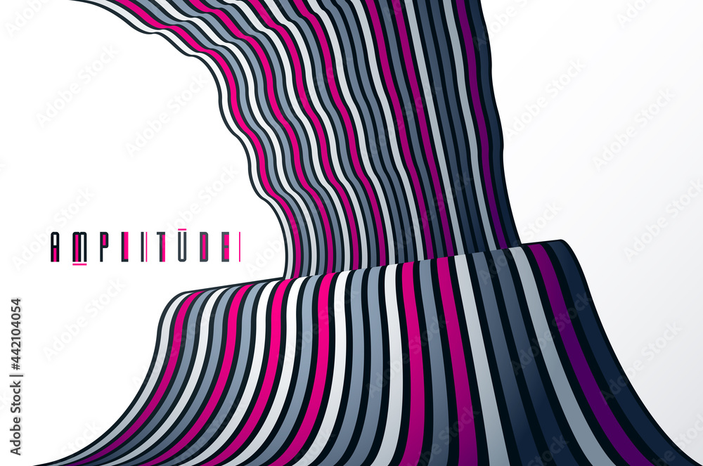 Poster minimal design of abstract lines in 3d perspective vector abstract background, minimalistic cool tre