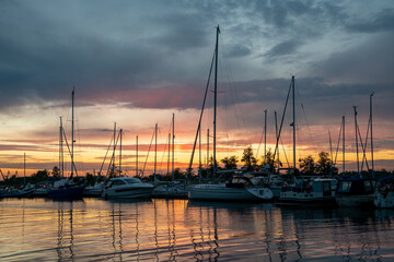 Beautiful sunset over the marina
