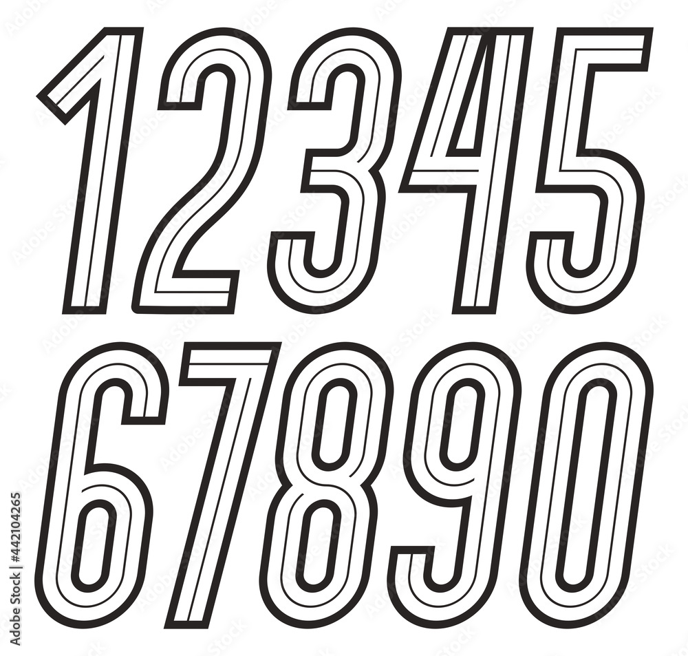 Poster set of stylish retro tall condensed vector digits, modern numerals collection can be used in poster 