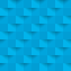 Abstract light blue seamless pattern. Geometric square background. Repeated 3d geometry pattern for design prints. Modern graphic cube element. Repeating blue monochrome texture. Vector illustration