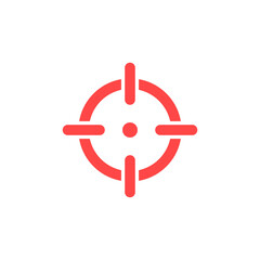 Target red icon. Focus cursor bull eye mark. Aim sniper shoot. Vector isolated on white