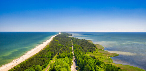 The coastline of the Baltic Sea with beautiful beaches on the Hel Peninsula, Poland