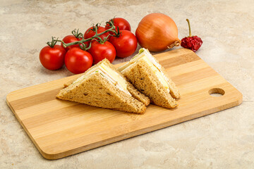 Club sandwich with chicken and cheese