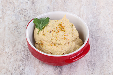 Traditional Jewish Hummus with olive oil