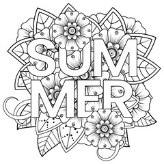 mehndi flower decorative ornament in ethnic oriental style. doodle ornament. outline hand draw.