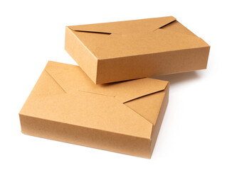 two basics Kraft boxes isolated on white background