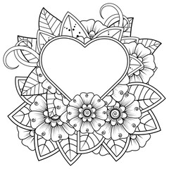 mehndi flower decorative ornament in ethnic oriental style. doodle ornament. outline hand draw.
