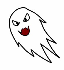 cute ghost cartoon on white background