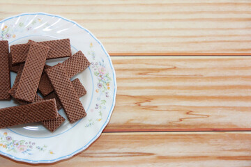sweet crunchy chocolate waffles on a plate