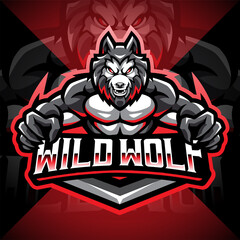 Wild wolf esport mascot logo design © Visink.art