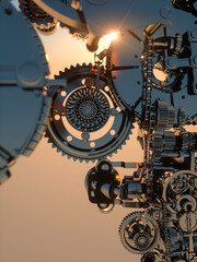 Conceptual gears and cogs close up displaying working together 3d render