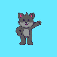 Cute cat hero. Animal cartoon concept isolated. Can used for t-shirt, greeting card, invitation card or mascot. Flat Cartoon Style