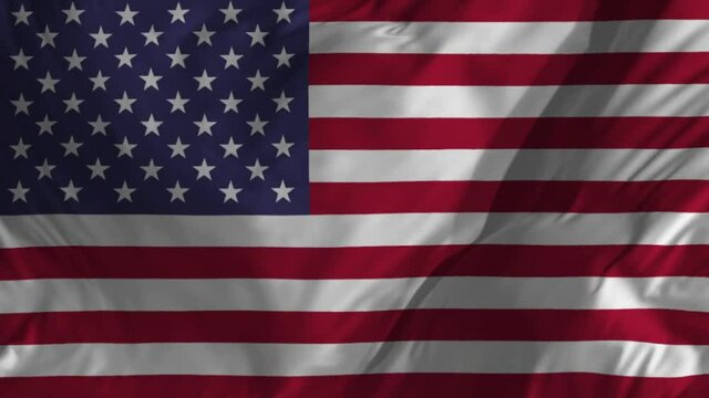 US United States flag video waving in wind. Realistic Flag background. Looping Closeup 1080p Full HD.