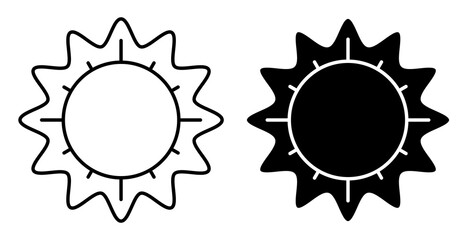 Linear icon. Sun. Star of planet earth. Astronomy, observation of sun activity and weather. Simple black and white vector