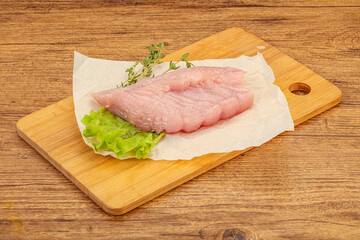 Raw turkey breast steak for cooking