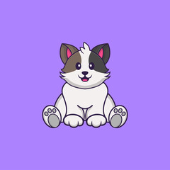 Cute cat is sitting. Animal cartoon concept isolated. Can used for t-shirt, greeting card, invitation card or mascot. Flat Cartoon Style