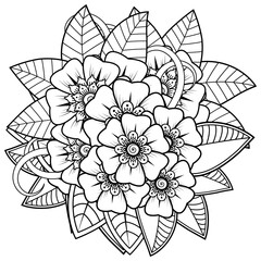 mehndi flower decorative ornament in ethnic oriental style. doodle ornament. outline hand draw.