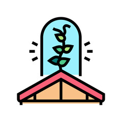 gardening on house roof color icon vector. gardening on house roof sign. isolated symbol illustration
