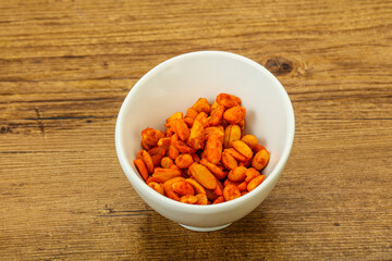 Chili peanut snack in the bowl