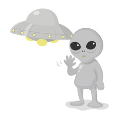 UFOと宇宙人のイラストレーション
