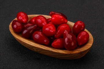 Sweet and ripe cornel berries