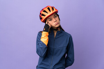 Teenager cyclist girl thinking an idea