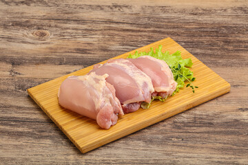 Raw chicken boneless and skinless leg