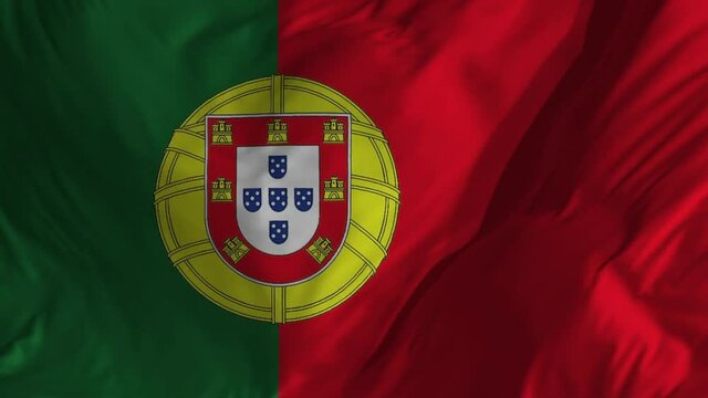 Portugal flag video waving in wind. Realistic Flag background. Looping Closeup 1080p Full HD