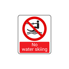 No water skiing sign vector icon isolated on white background. Warning symbol modern, simple, vector, icon for website design, mobile app, ui. Vector Illustration