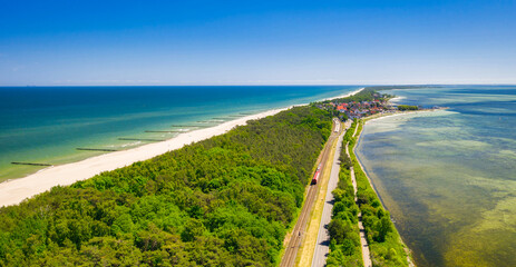 The coastline of the Baltic Sea with beautiful beaches on the Hel Peninsula, Poland.The coastline...