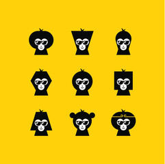 AWESOME SET APE FACE LOGO TEMPLATE