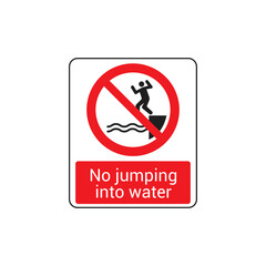 No jumping into water sign vector icon isolated on white background. Warning symbol modern, simple, vector, icon for website design, mobile app, ui. Vector Illustration
