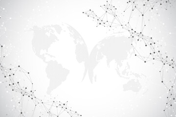 Virtual Graphic Background Communication with World Globe. A sense of science and technology. Digital data visualization, illustration.