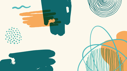 Beautiful pastel boho Scandinavian Memphis earth tone social media abstract background template with minimal abstract organic shapes composition in trendy contemporary collage style