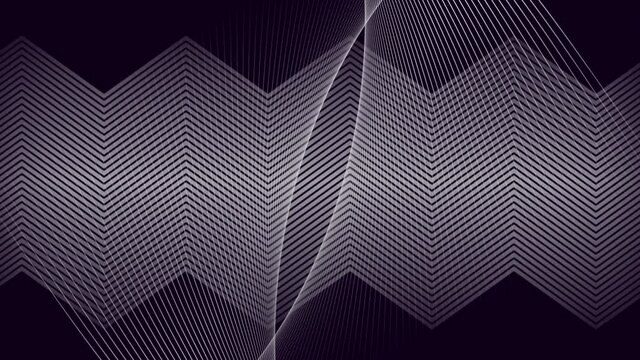 Animation of thin kinetic white zigzag lines and overlay of parallel lines, moving on black