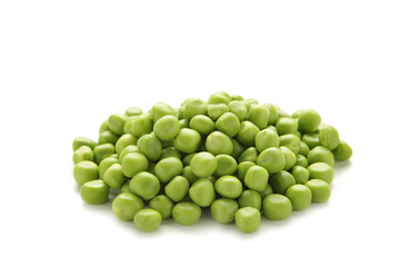 Fresh green peas isolated on a white background. Studio photo