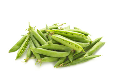 Fresh green peas isolated on a white background
