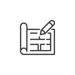 Blueprint plan line icon