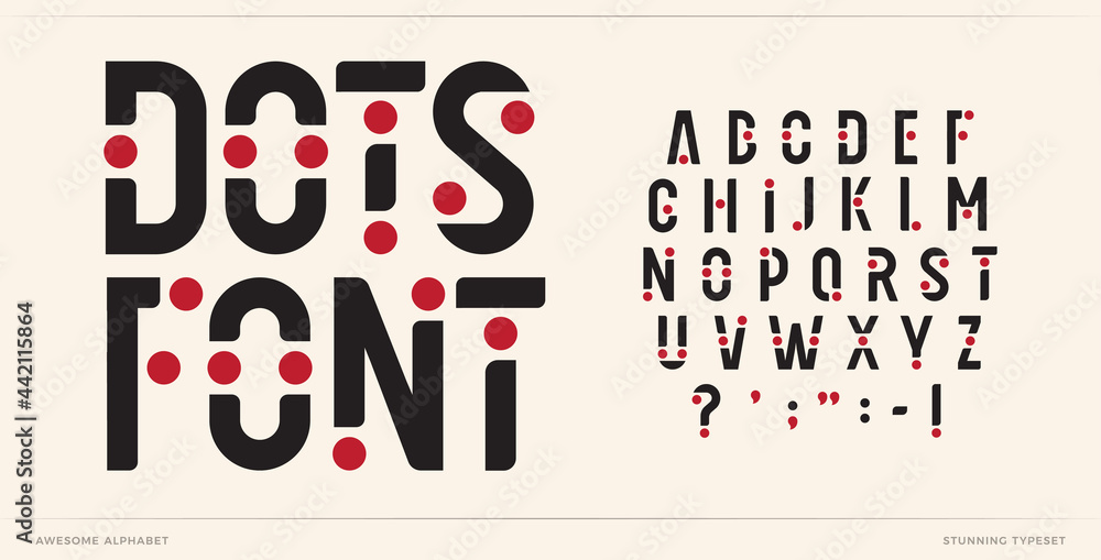 Poster dots font art alphabet letters. creative logo letters with points. trendy futuristic typographic des