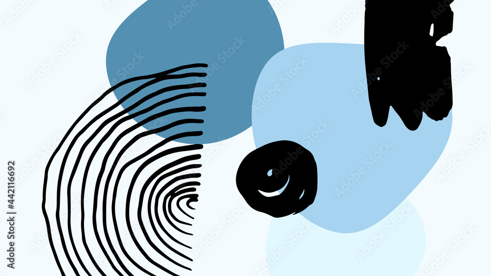 Poster Elegant abstract trendy universal background templates. Minimalist aesthetic. Abstract background with hand drawn textures, memphis style