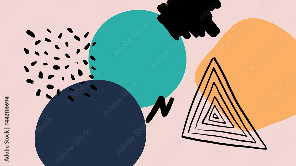 Poster Elegant abstract trendy universal background templates. Minimalist aesthetic. Abstract background with hand drawn textures, memphis style